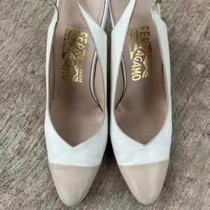 Authentic two tone Ferragamo slingback heels
